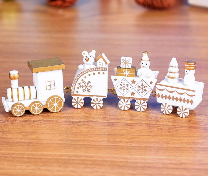 4pcs Mini Wooden Christmas Train Toys
