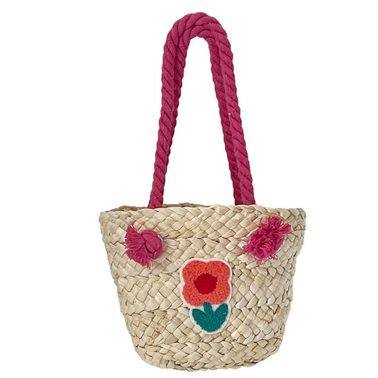 Children's Straw Handmade Knitted Messenger Bag - Kidohop