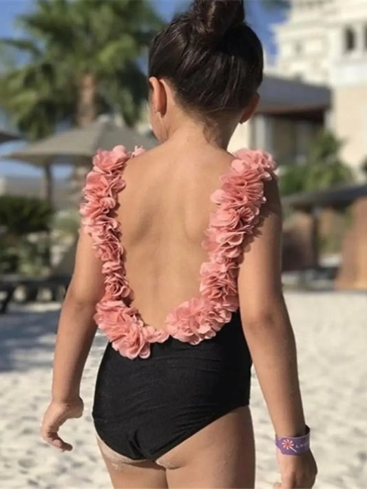 Backless Petal Strap Parent-Child Swimsuit - Kidohop