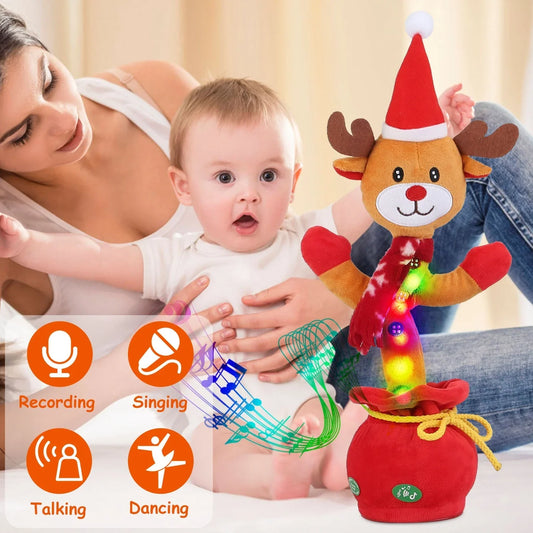 Penguin or Elk Kids Electric Dancing Toy – Singing, Recording & Repeating Christmas Plush with Lights and Music - Kidohop
