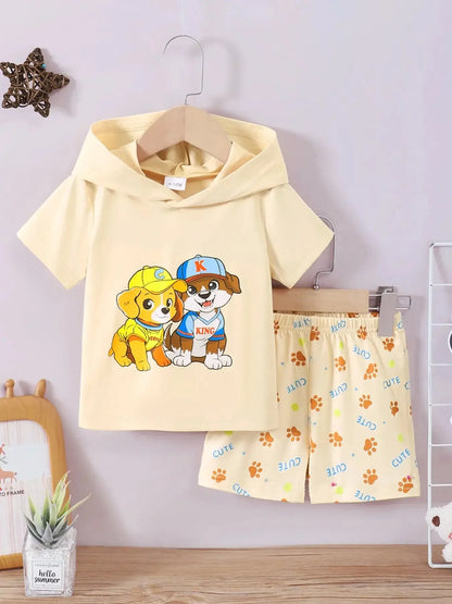 Baby & Toddler Dog Hoodie and Shorts Set – Two-Piece Summer Outfit - Kidohop