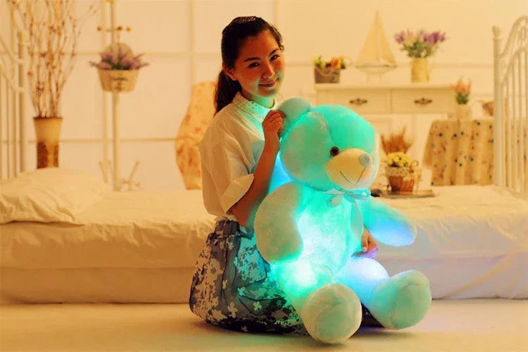 Creative LED Light-Up Teddy Bear | Glowing Stuffed Animal Plush Toy | Color-Changing Soft Pillow Gift for Kids - Kidohop