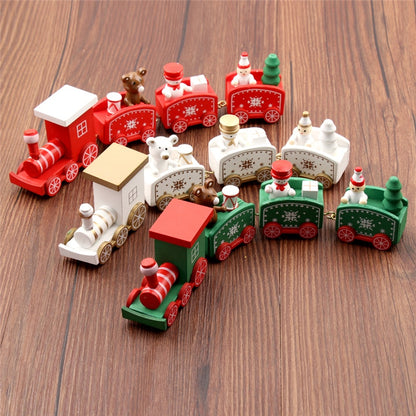4pcs Mini Wooden Christmas Train Toys
