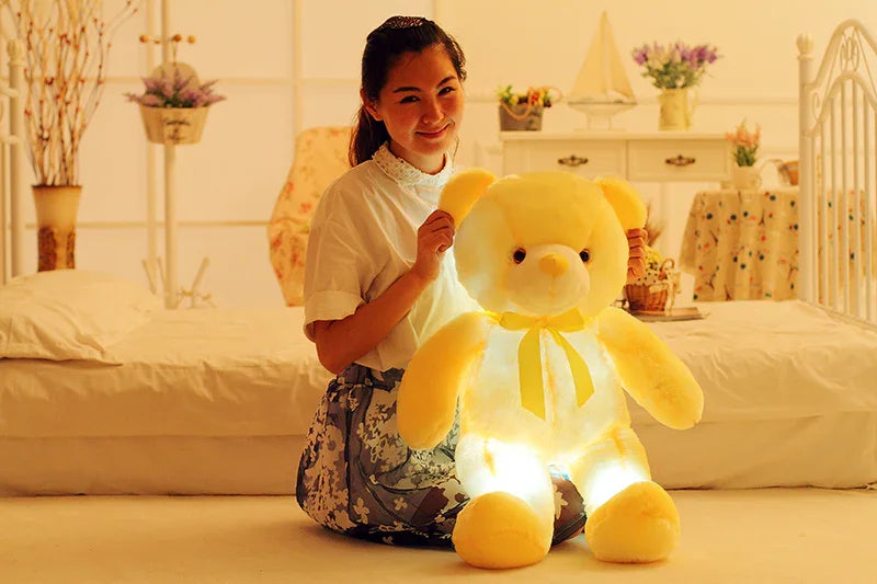 Creative LED Light-Up Teddy Bear | Glowing Stuffed Animal Plush Toy | Color-Changing Soft Pillow Gift for Kids - Kidohop