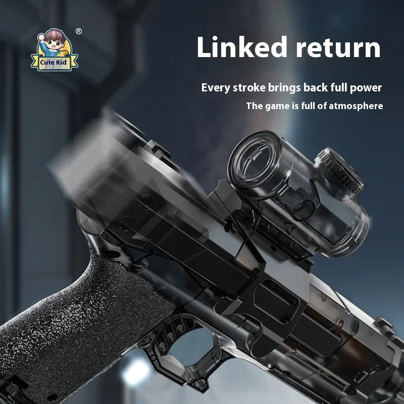 LED Electric Water Gun for Kids | Automatic Rechargeable Shooting Toy | Powerful Water Blaster with Recoil & Lights - Kidohop