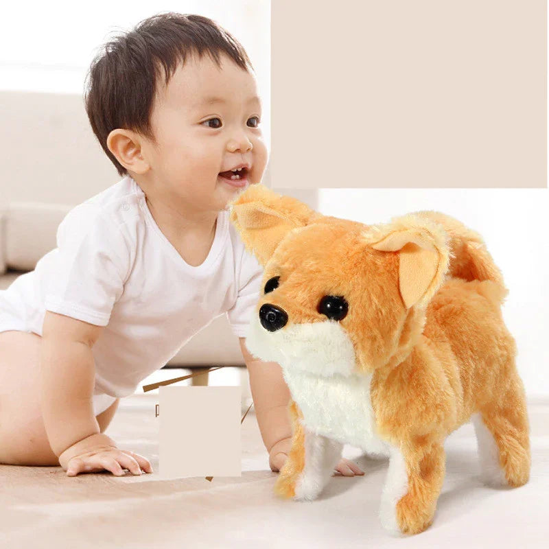 Children’s Electric Animal Plush Toy – Walking Corgi, Teddy & Bunny with Sounds and Tail Movement - Kidohop