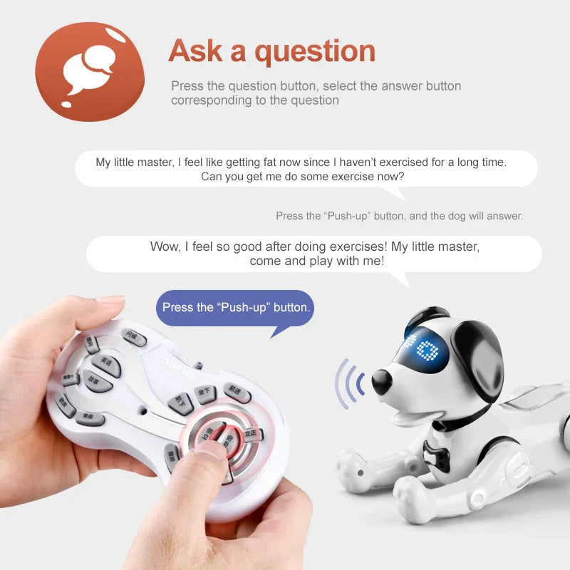 Smart Remote Control Robot Dog Children's Early Educational Toy Parent-Child Puzzle Interaction Electronic Pet Sing Dog Kid Gift - Kidohop