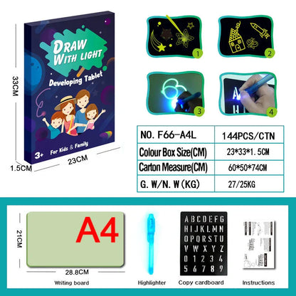 Educational Toy Drawing Pad 3D Magic 8 Light Effects Puzzle Board Sketchpad - Kidohop