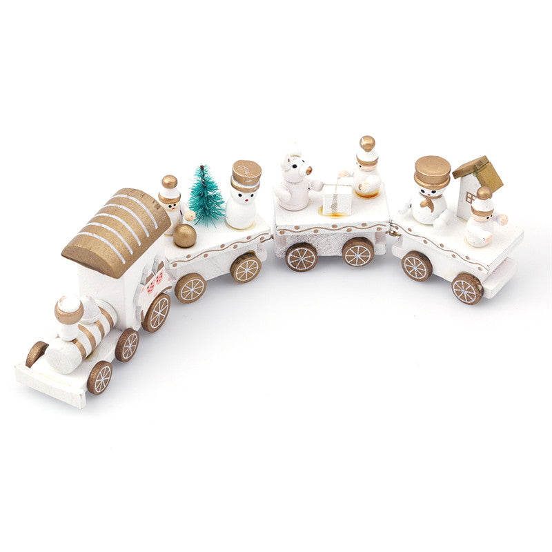 4pcs Mini Wooden Christmas Train Toys