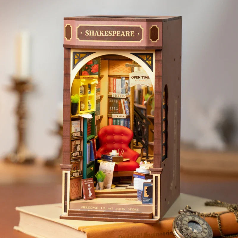 Robotime Rolife Book Nook Series | Stories in Books DIY Wooden Miniature House Kit | 4 Styles Creative 3D Puzzle Book Shelf Decor - Kidohop