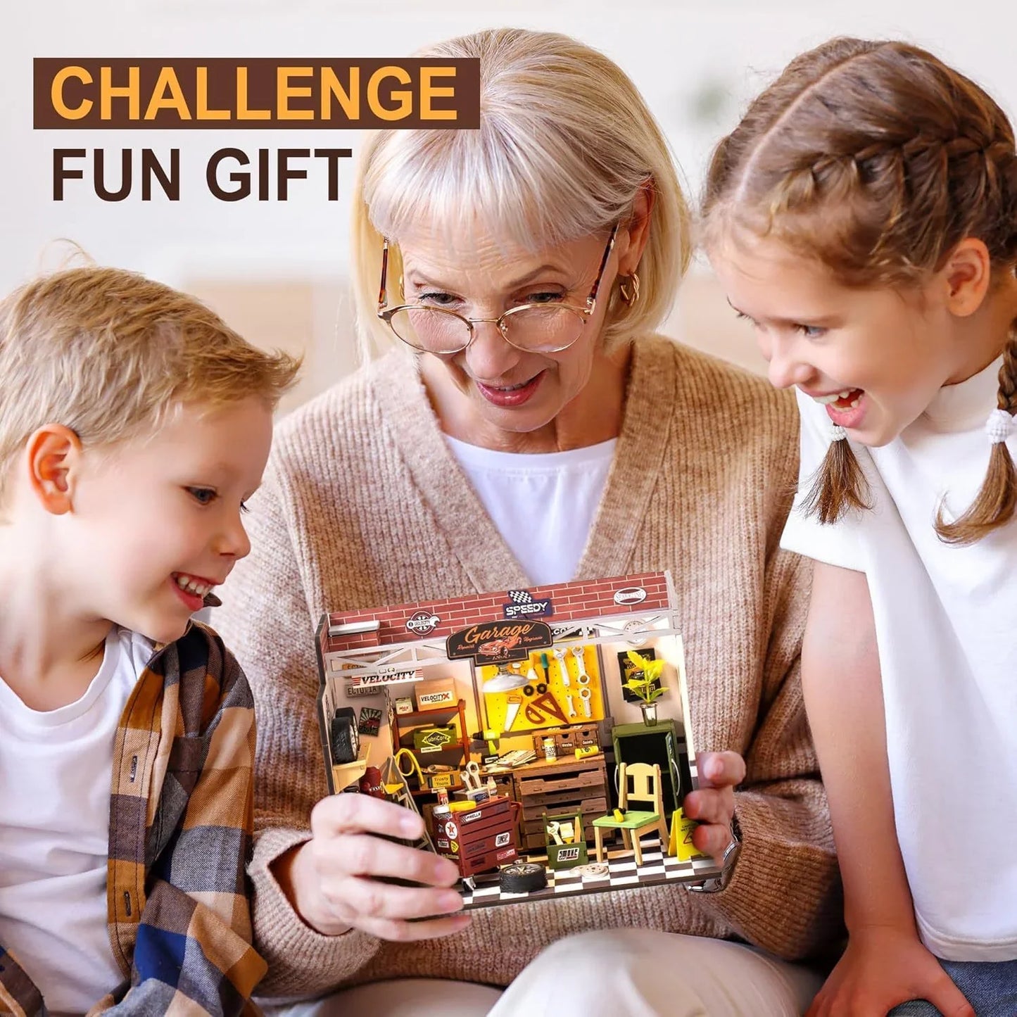 ROBOTIME DIY Miniature House Kit | Garage Workshop with Light | Wooden Dollhouse Model Building Kit for Adults & Kids | Perfect Holiday Gift - Kidohop