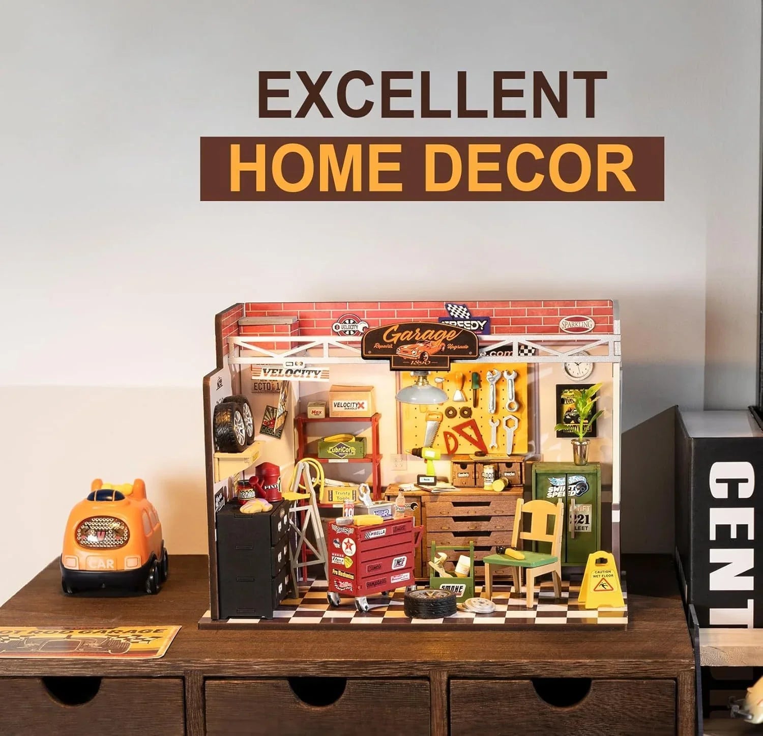 ROBOTIME DIY Miniature House Kit | Garage Workshop with Light | Wooden Dollhouse Model Building Kit for Adults & Kids | Perfect Holiday Gift - Kidohop