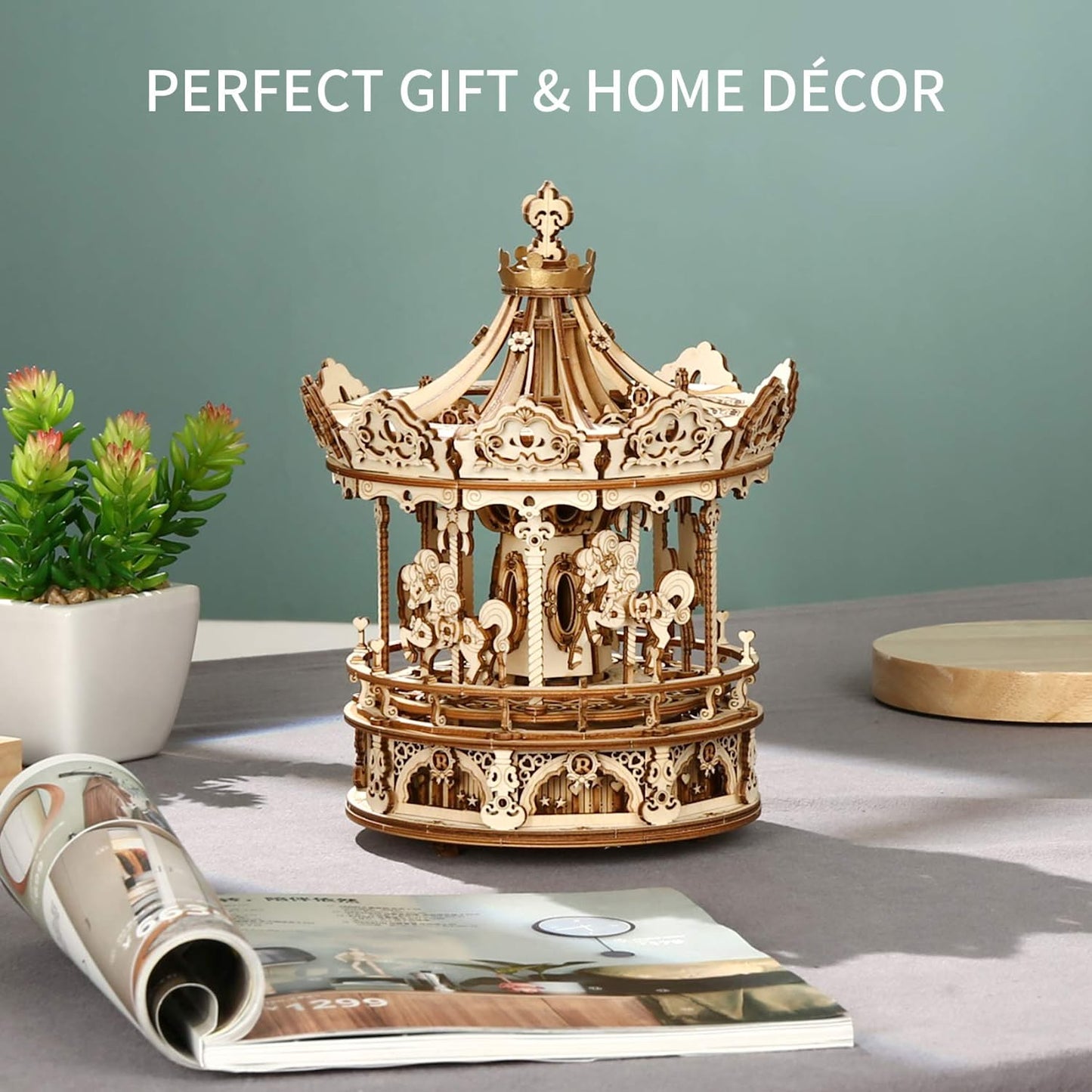 Romantic Carousel – DIY 3D Wooden Puzzle & Music Box