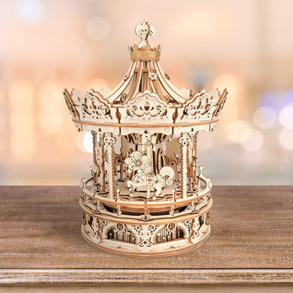 Romantic Carousel – DIY 3D Wooden Puzzle & Music Box
