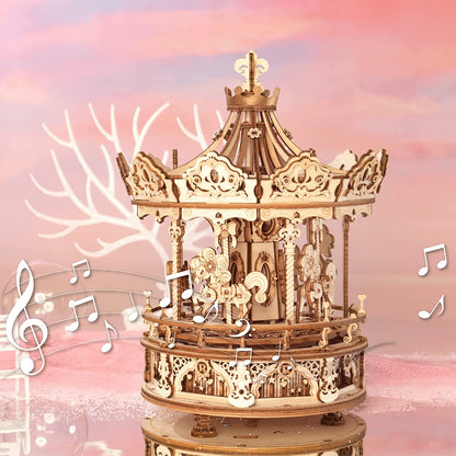 Romantic Carousel – DIY 3D Wooden Puzzle & Music Box
