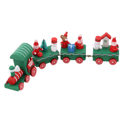 4pcs Mini Wooden Christmas Train Toys