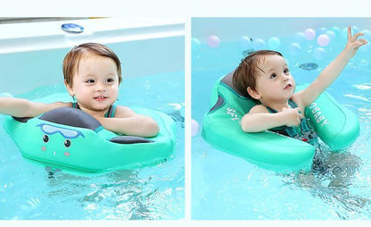Baby Swimming Ring Float | 3D Fabric Infant Pool Float | Safe Non-Inflatable Pearl Foam Swim Trainer for Kids - Kidohop