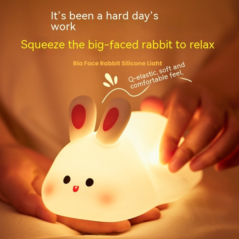 Cute LED Rabbit Night Light – Touch Sensor Silicone Kids Bedside Lamp