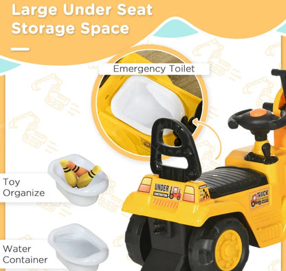 3-in-1 Ride-On Excavator, Digger Scooter & Pulling Cart for Kids - Kidohop