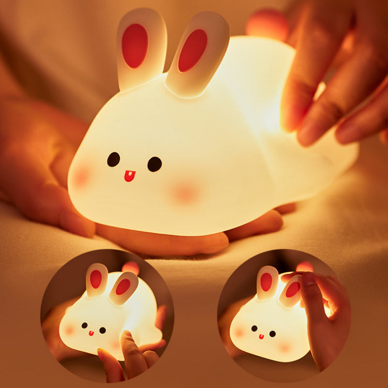 Cute LED Rabbit Night Light – Touch Sensor Silicone Kids Bedside Lamp