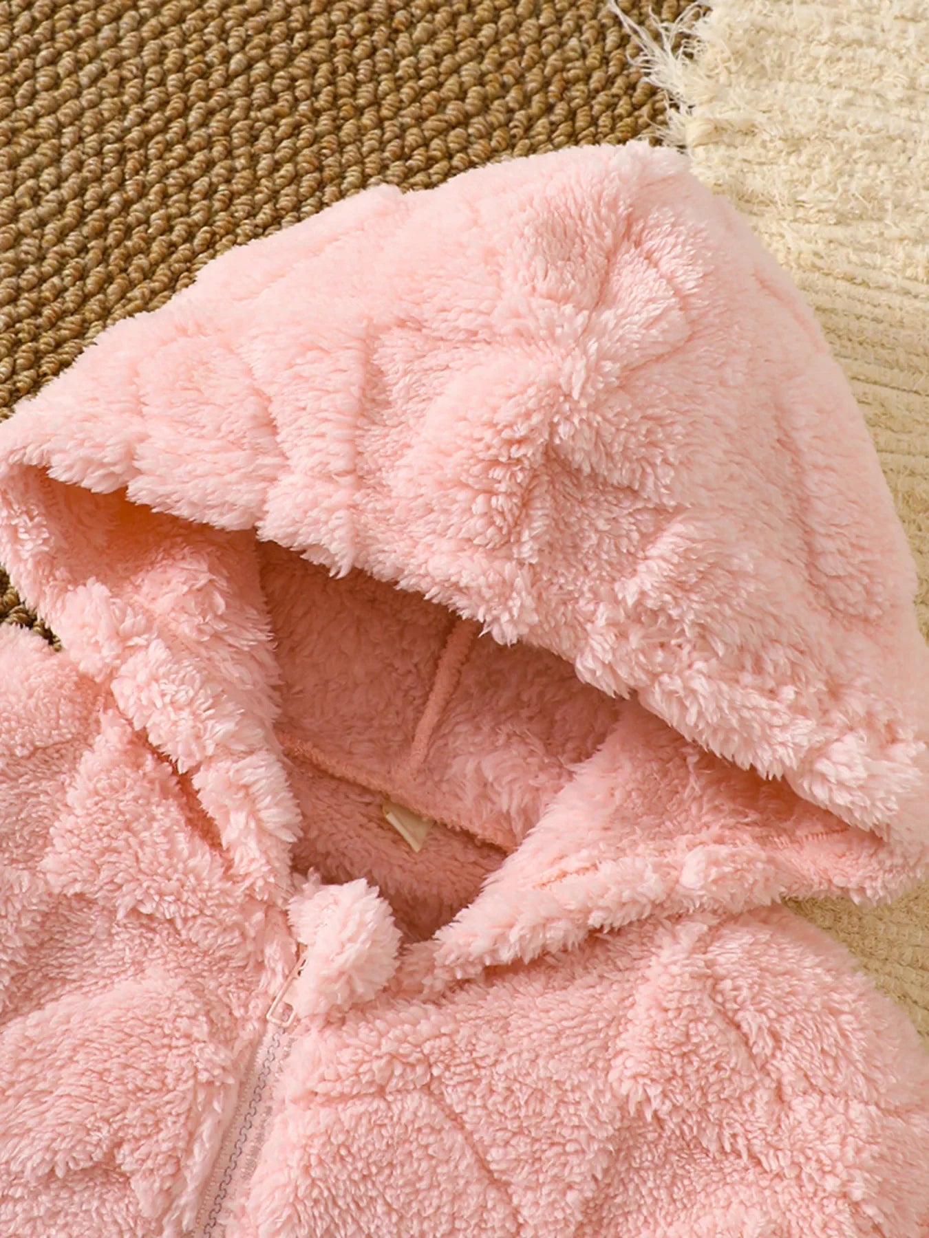 Children's Heart Pattern Fuzzy Hooded Outerwear - Kidohop