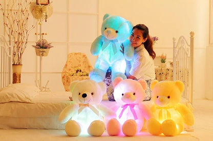 Creative LED Light-Up Teddy Bear | Glowing Stuffed Animal Plush Toy | Color-Changing Soft Pillow Gift for Kids - Kidohop
