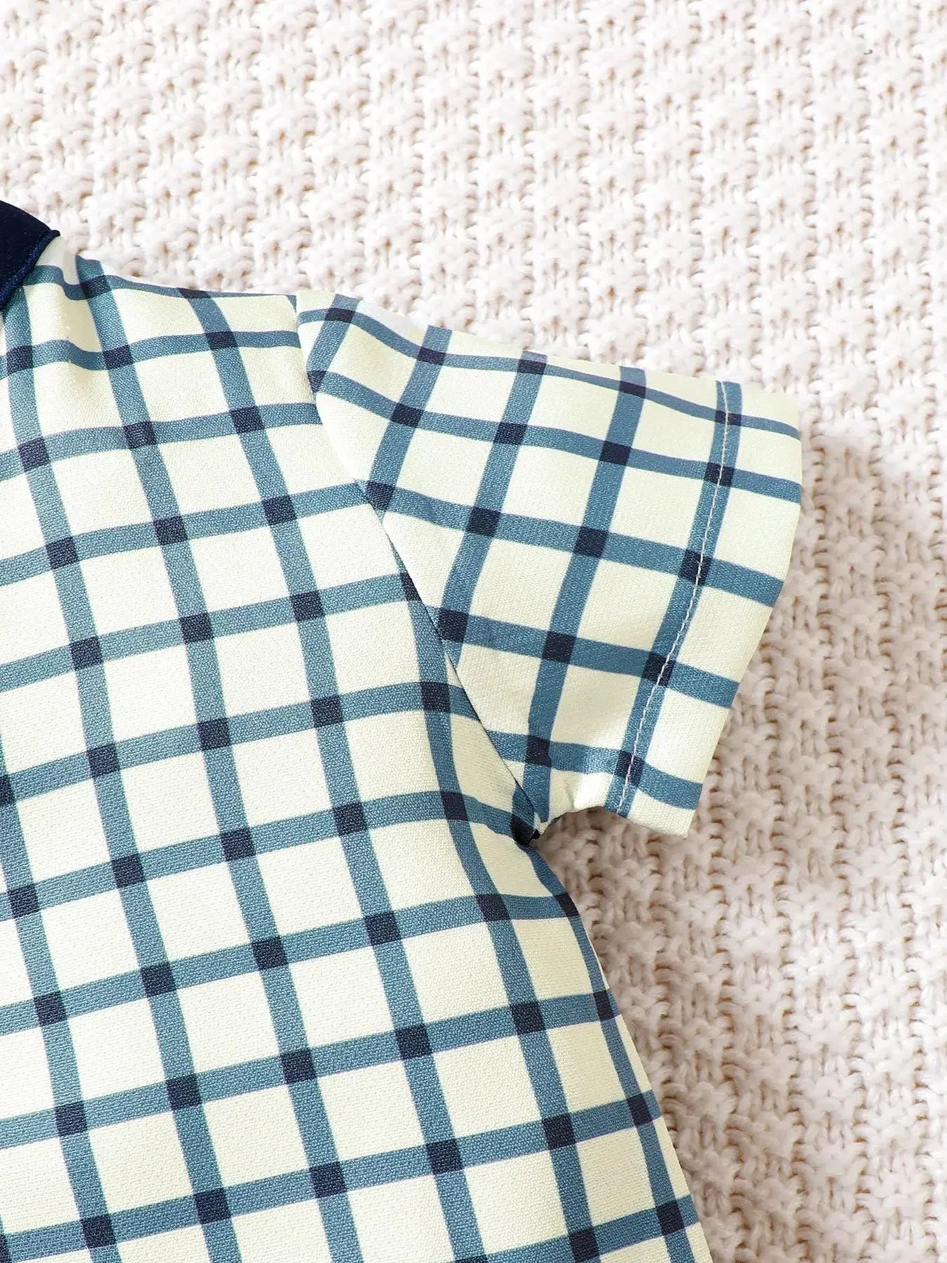 Baby Boys Dinosaur Plaid 3-Piece Outfit Set – Hat, Button-Up Shirt & Shorts - Kidohop