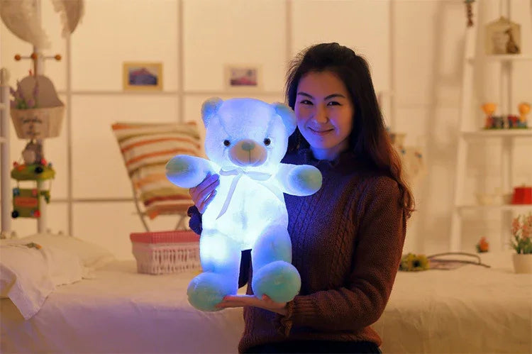 Creative LED Light-Up Teddy Bear | Glowing Stuffed Animal Plush Toy | Color-Changing Soft Pillow Gift for Kids - Kidohop