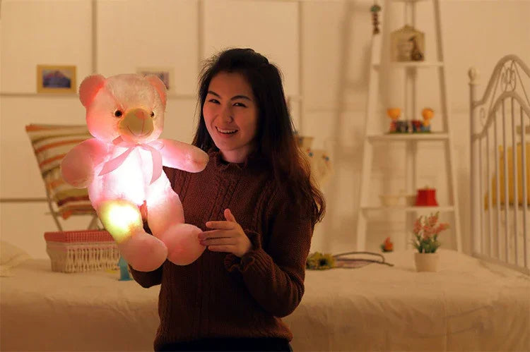 Creative LED Light-Up Teddy Bear | Glowing Stuffed Animal Plush Toy | Color-Changing Soft Pillow Gift for Kids - Kidohop