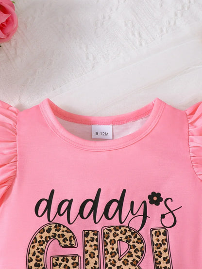 Baby Girls Ruffle Sleeve Top, Shorts & Headband 3-Piece Outfit Set – Letter Print Summer Clothes - Kidohop