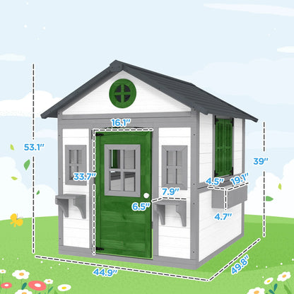 Wooden Kids Playhouse with Planter Boxes – Convertible Outdoor DIY House / Chicken Coop - Kidohop