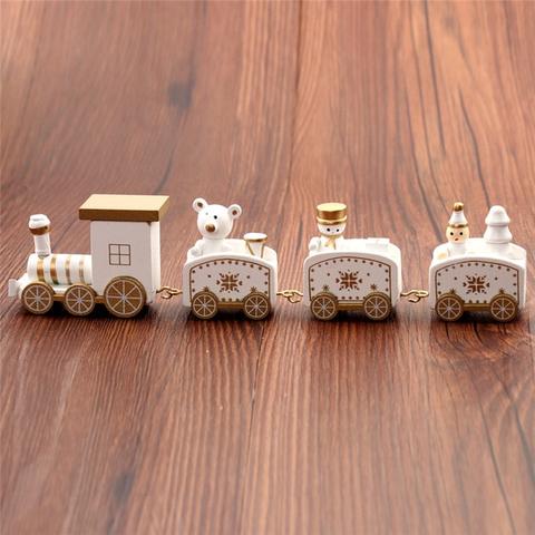 4pcs Mini Wooden Christmas Train Toys
