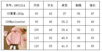 Children's Heart Pattern Fuzzy Hooded Outerwear - Kidohop