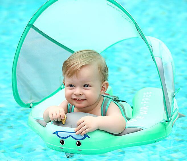 Baby Swimming Ring Float | 3D Fabric Infant Pool Float | Safe Non-Inflatable Pearl Foam Swim Trainer for Kids - Kidohop