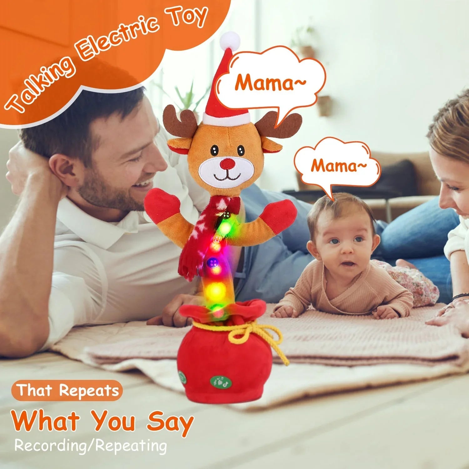 Penguin or Elk Kids Electric Dancing Toy – Singing, Recording & Repeating Christmas Plush with Lights and Music - Kidohop