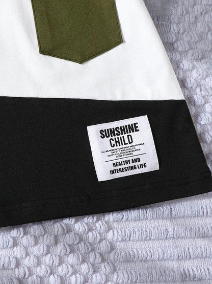 Kids Color Block Short Sleeve Top and Shorts Set – Two-Piece Summer Outfit for Boys &amp; Girls - Kidohop