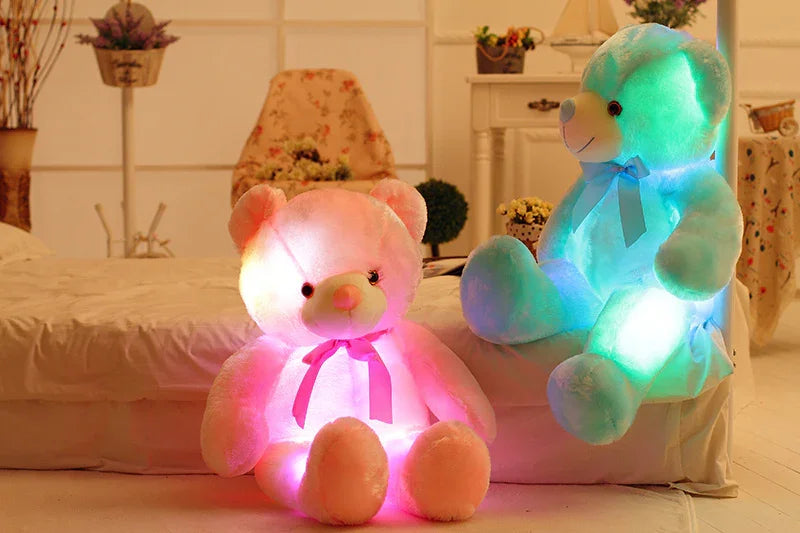 Creative LED Light-Up Teddy Bear | Glowing Stuffed Animal Plush Toy | Color-Changing Soft Pillow Gift for Kids - Kidohop