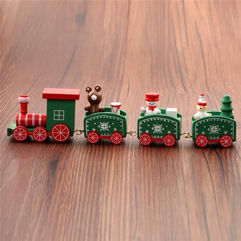 4pcs Mini Wooden Christmas Train Toys