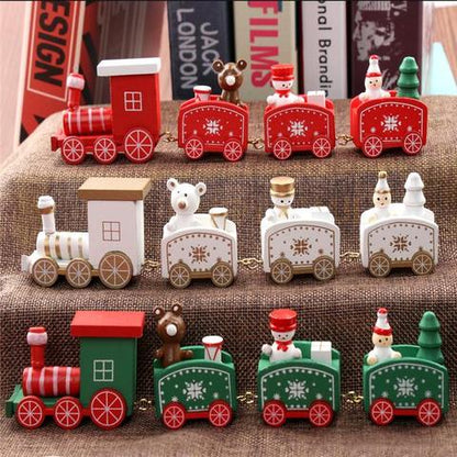 4pcs Mini Wooden Christmas Train Toys
