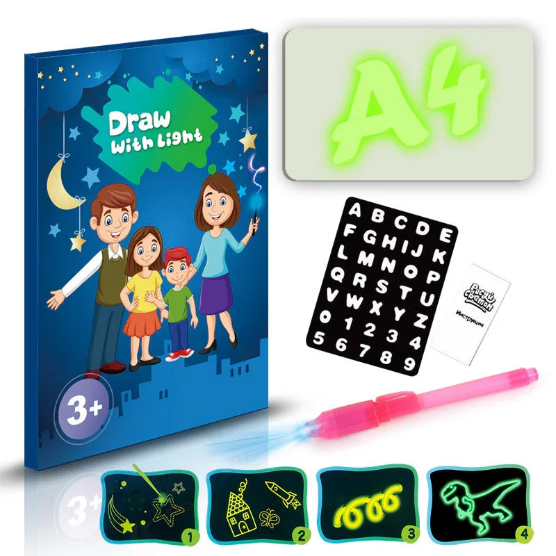 Educational Toy Drawing Pad 3D Magic 8 Light Effects Puzzle Board Sketchpad - Kidohop