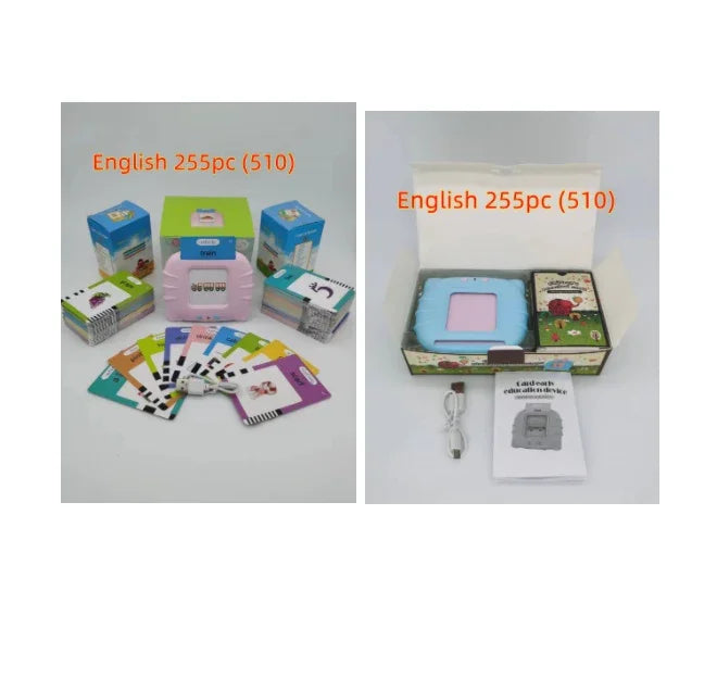 Bilingual Card Early Education Machine | English Learning Toy for Kids | 112 Flash Cards | Rechargeable Talking Educational Device - Kidohop