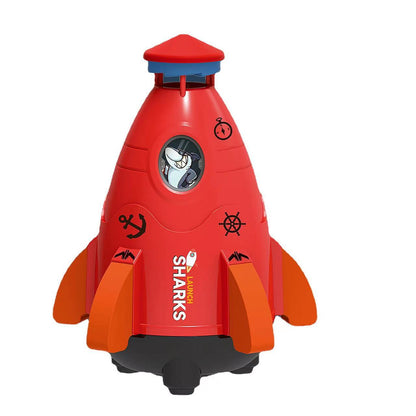 Flying Space Rocket Sprinkler for Kids – 360° Rotating Outdoor Water Toy, Garden Hose Attachment & DIY Stickers