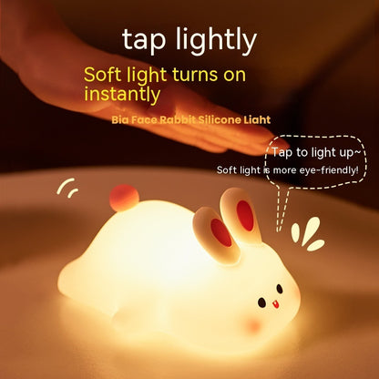 Cute LED Rabbit Night Light – Touch Sensor Silicone Kids Bedside Lamp
