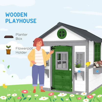 Wooden Kids Playhouse with Planter Boxes – Convertible Outdoor DIY House / Chicken Coop - Kidohop
