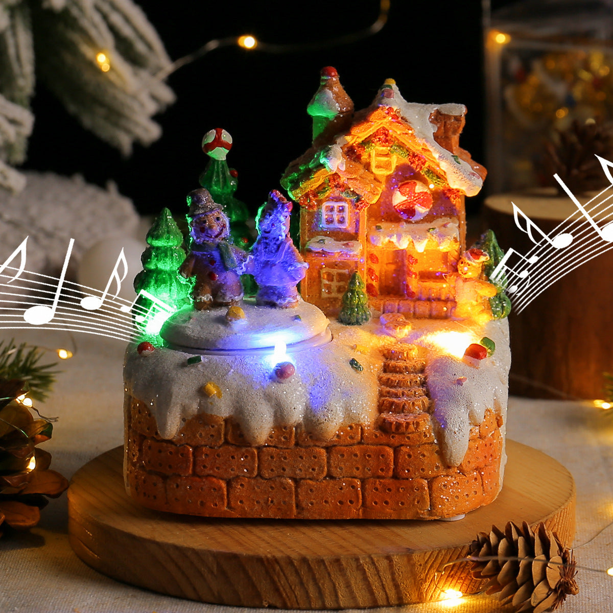 Mini Rotating Gingerbread Man Music Box – Cute Christmas Desktop Ornament