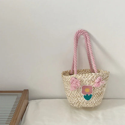 Children's Straw Handmade Knitted Messenger Bag - Kidohop
