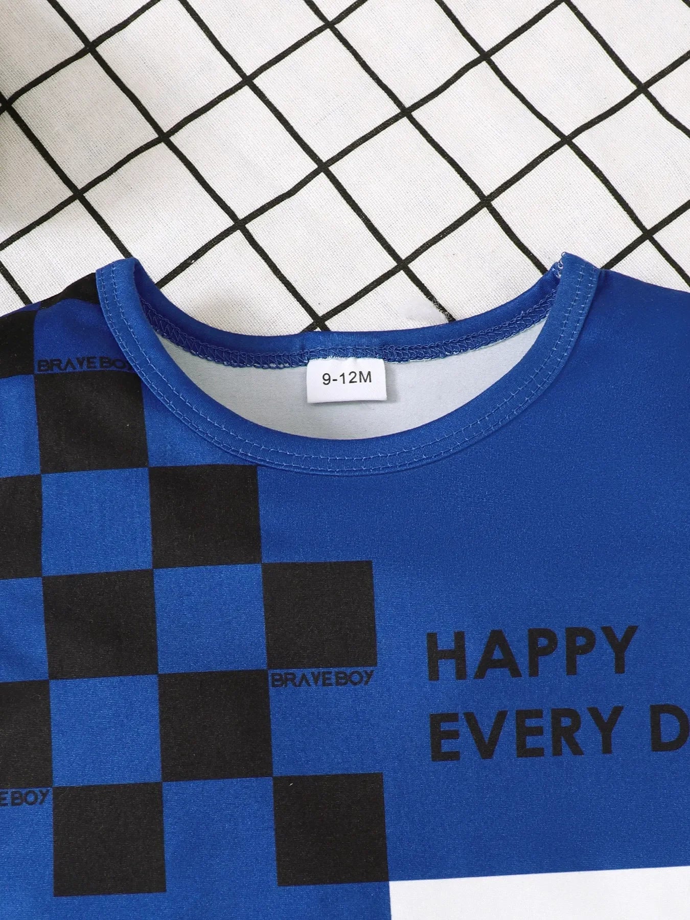 Children's Letter Round Neck Top and Denim Shorts Set - Kidohop