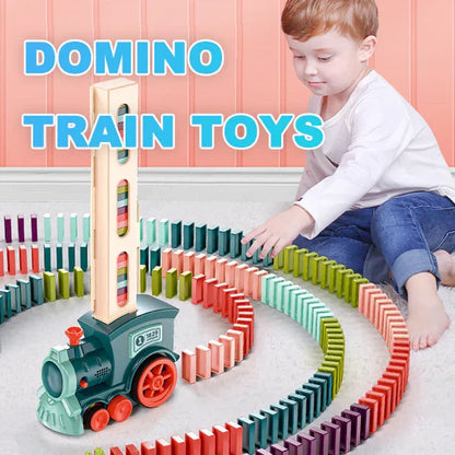 Domino Train Toy | Automatic Domino Laying Electric Train | Educational Building Block Toy for Kids - Kidohop