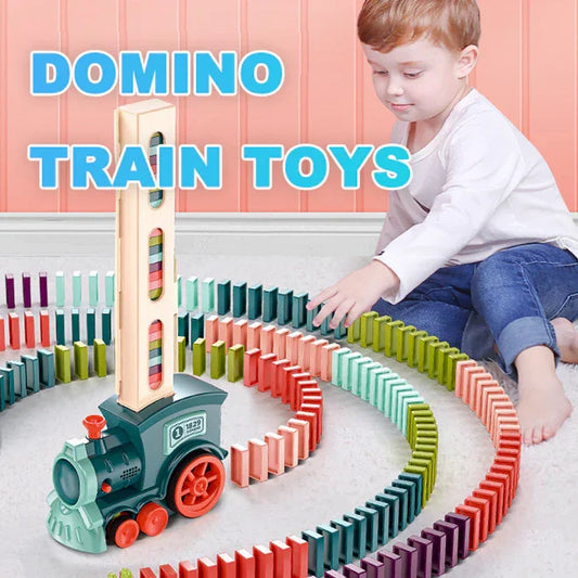 Domino Train Toy | Automatic Domino Laying Electric Train | Educational Building Block Toy for Kids - Kidohop