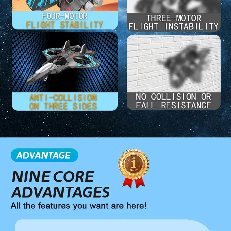 LED RC Fighter Jet – Beginner-Friendly Controls with Stunt Flying for All Ages (Easy to Fly. Exciting to Master. Fun for All Ages)